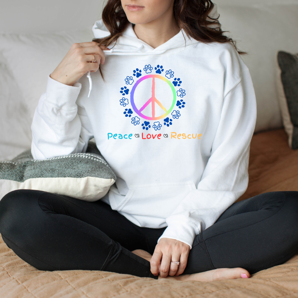 Peace - Love - Rescue ,  Peace Sign Hoodie