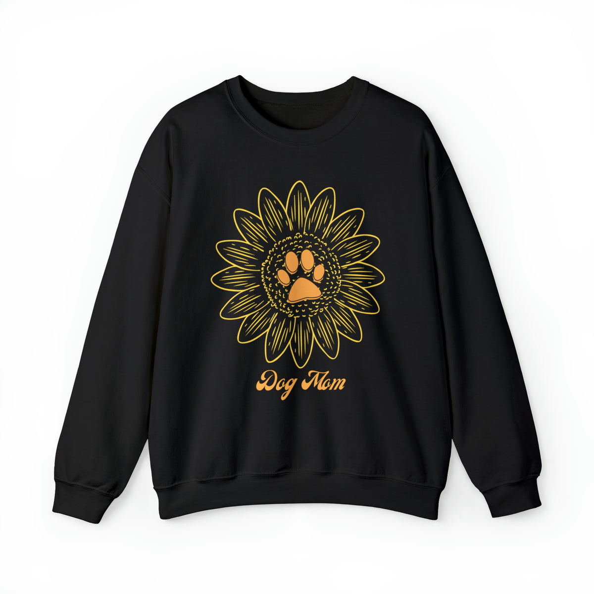 Dog Mom Sunflower Black Crewneck Sweatshirt