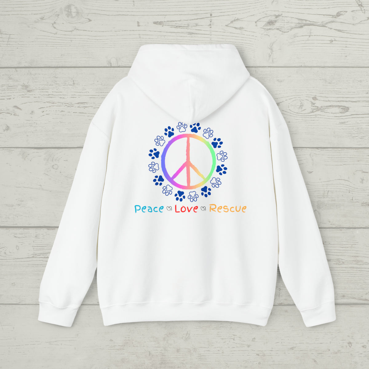 Peace - Love - Rescue Rear Peace Sign Hoodie