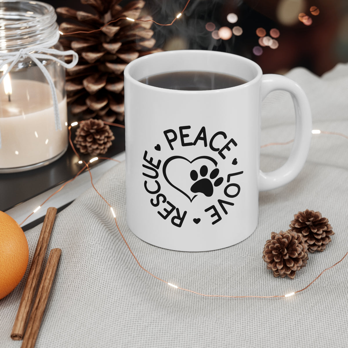Peace, Love, Rescue - Ceramic Mug 11oz