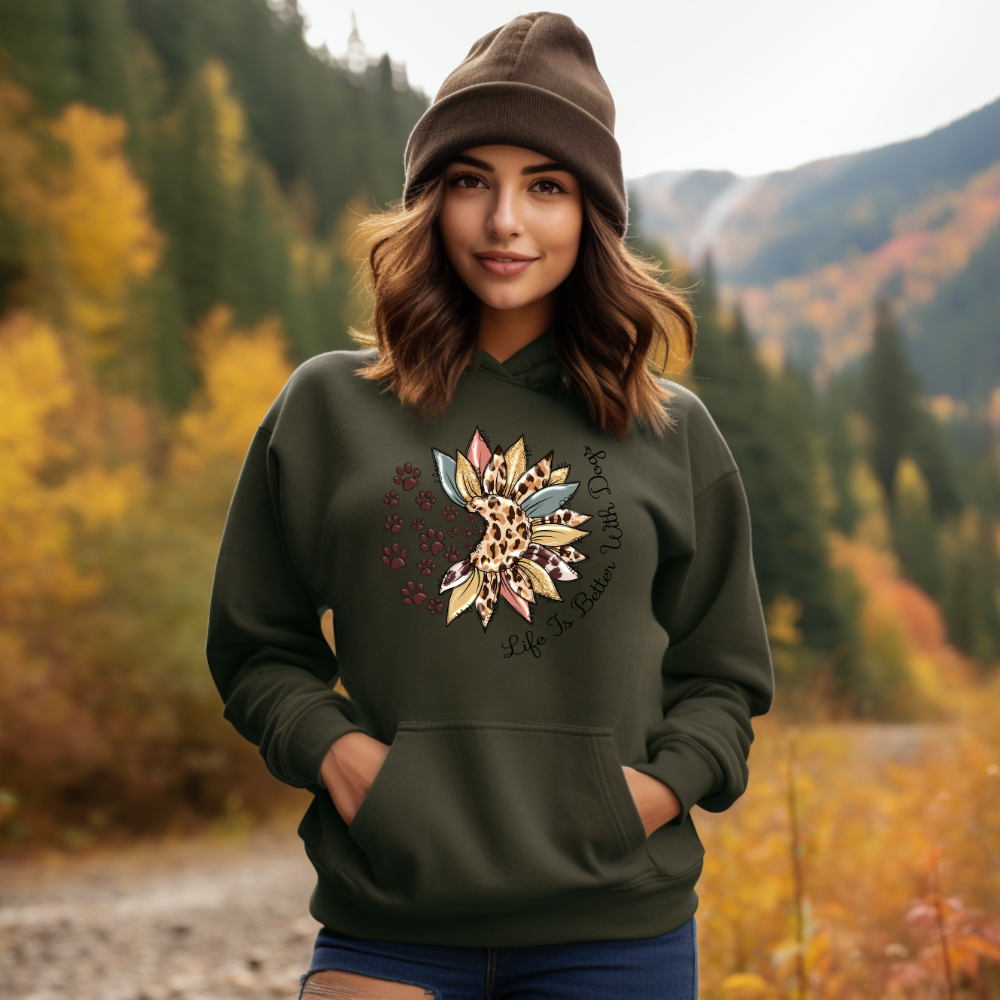 Life Is Better With Dogs Sunflower  Hoodie