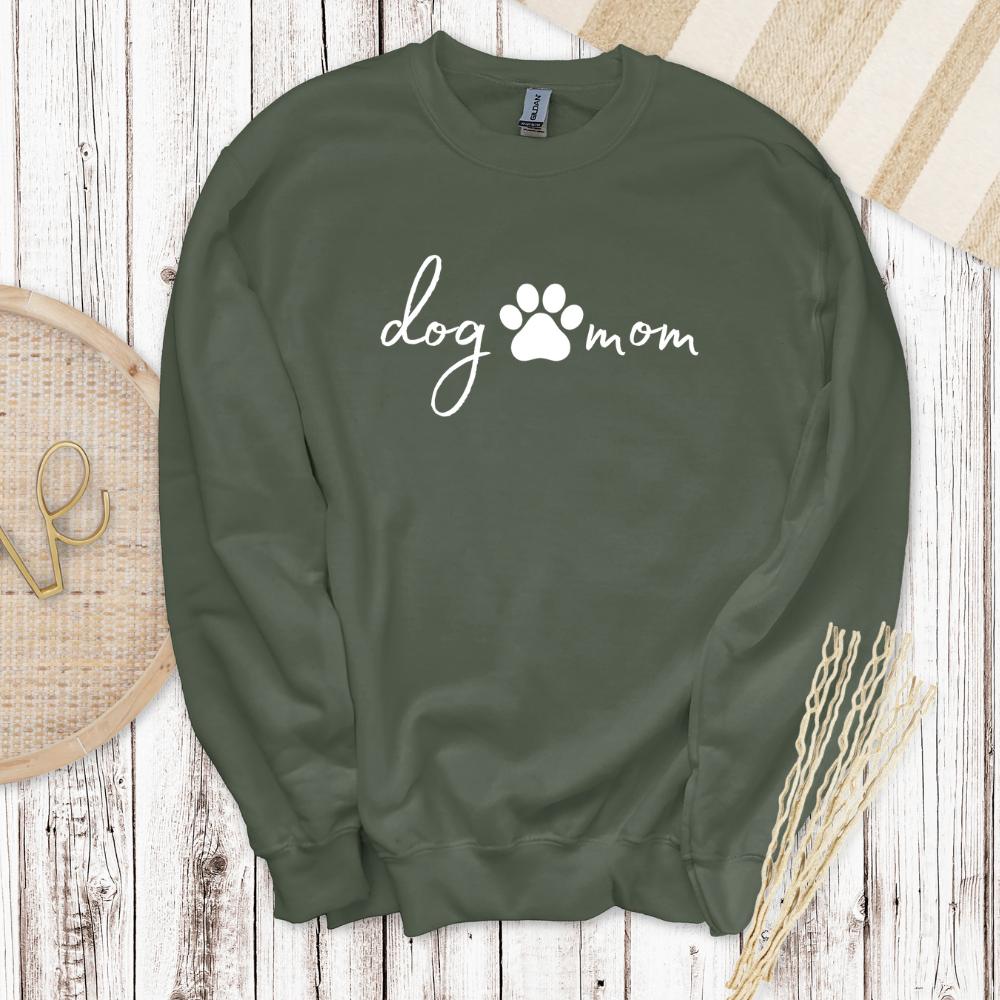 Dog Mom Military Green  Crewneck Sweatshirt